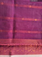 Peach and Dark Purple Fancy Saree with Beautiful Floral Motifs and Intricate Border - Image 4
