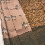 Brown and Beige Floral Pattern Fancy Saree with Rich Pallu and Ornate Border