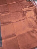 Elegant Navy Blue and Brown Floral Design Semi Soft Silk Fancy Saree - Image 3