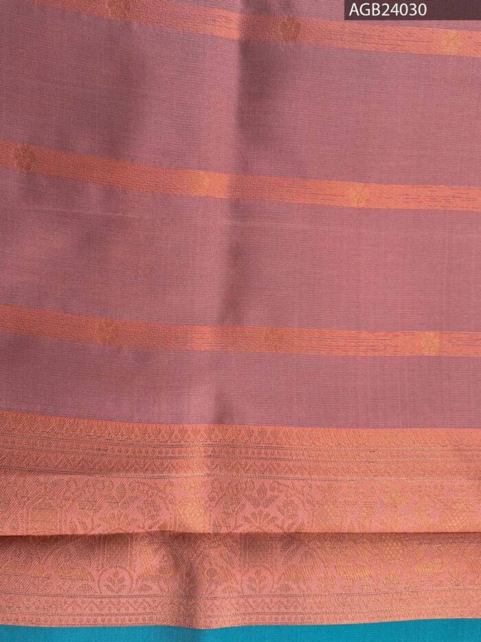 Grey and Orange Semi Soft Silk Fancy Saree with Floral Motifs and Rich Pallu - Image 4