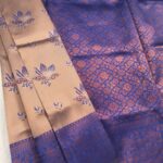 Peach and Purple Floral Pallu Semi Soft Silk Fancy Saree with Intricate Border