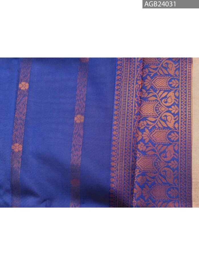 Peach and Purple Floral Pallu Semi Soft Silk Fancy Saree with Intricate Border - Image 4