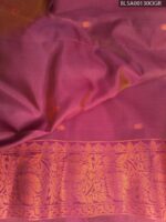 Premium Semi Soft Silk Saree in Rich Plum with Intricate Golden Motifs and Vibrant Teal Border - Image 2
