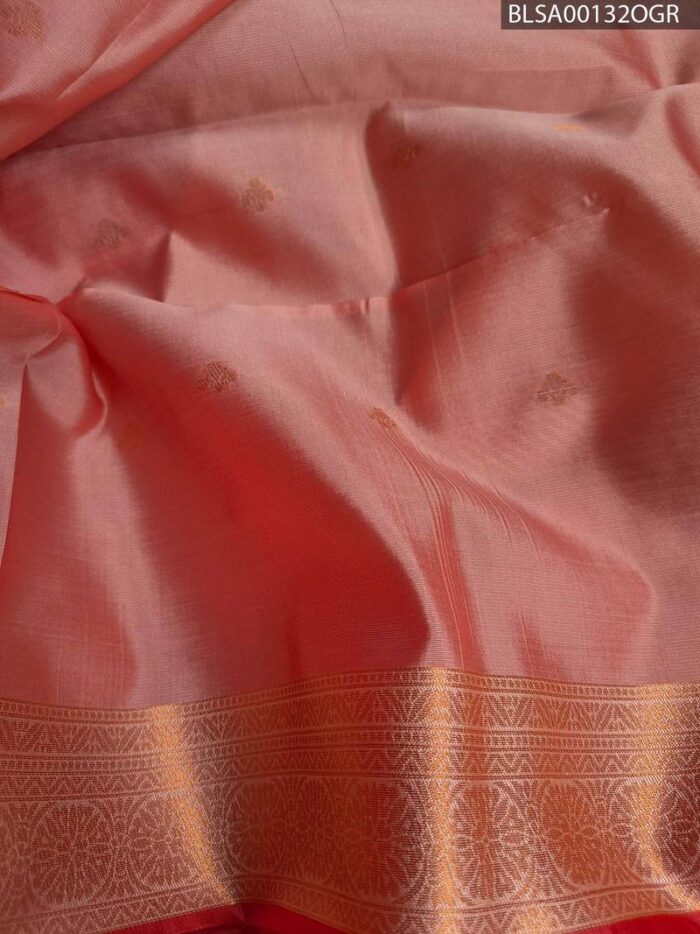 Vibrant Red Semi Soft Silk Saree with Intricate Golden Dot Motifs and Stylish Pallu - Image 2