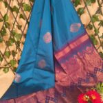 Teal Blue and Maroon Semi Soft Silk Saree with Intricate Motifs and Gorgeous Border