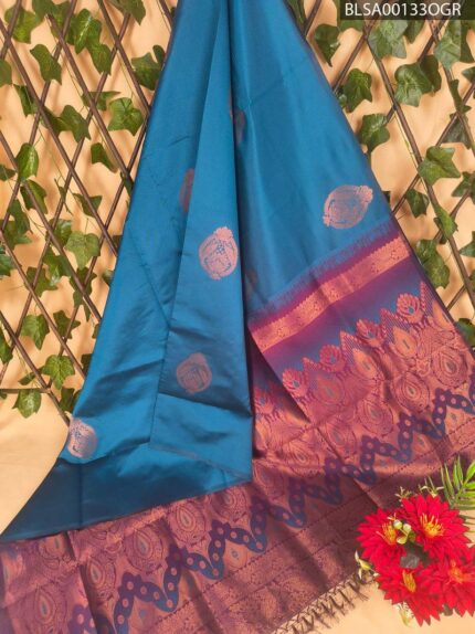 Teal Blue and Maroon Semi Soft Silk Saree with Intricate Motifs and Gorgeous Border