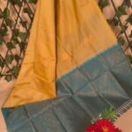 Beautiful Yellow and Teal Semi Soft Silk Saree with Floral Patterns and Designer Pallu