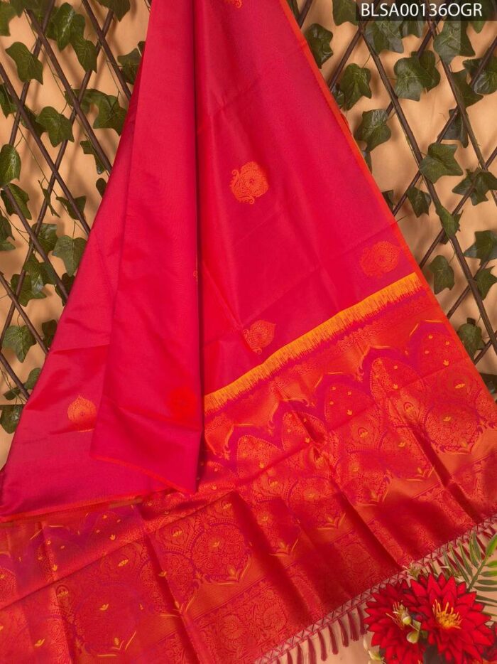 Beautiful Red Semi Soft Silk Saree with Rich Pallu and Intricate Border Design - Image 1