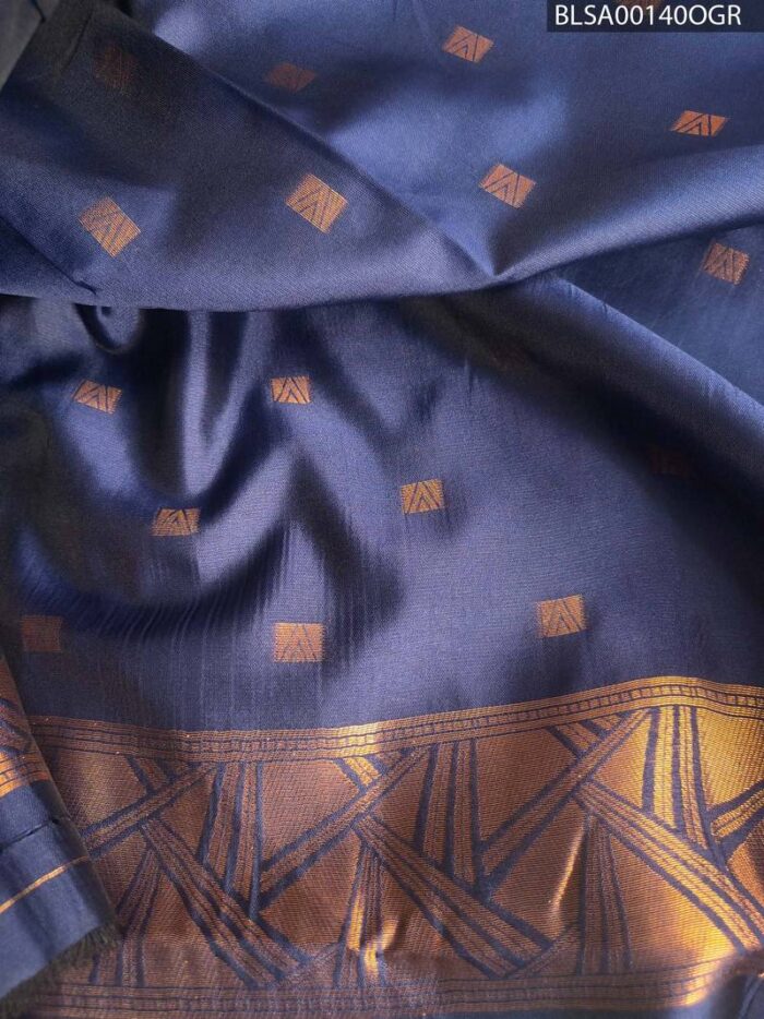Vibrant Teal and Brown Semi Soft Silk Saree with Beautiful Motifs - Image 2