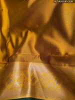 Elegant Dark Green and Yellow Floral Semi Soft Silk Saree - Image 2