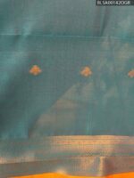 Vibrant Orange and Teal Semi Soft Silk Saree with Circular Motifs and Elegant Border - Image 2
