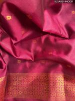 Bright Yellow and Maroon Semi Soft Silk Saree with Traditional Motifs - Image 2