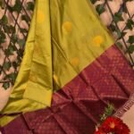 Bright Yellow and Maroon Semi Soft Silk Saree with Traditional Motifs