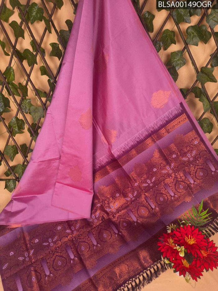 Elegant Pink and Purple Semi Soft Silk Saree with Rich Border and Beautiful Motifs - Image 1