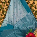 Stunning Sky Blue Saree with Beautiful Blue Pallu and Rich Border Design