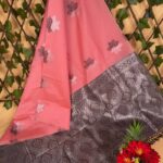 Elegant Pink and Gray Semi Soft Silk Saree with Floral Motifs and Rich Pallu