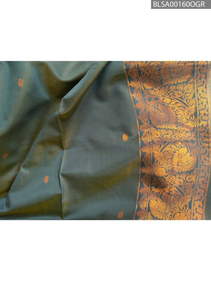 Elegant Green and Brown Semi Soft Silk Saree with Intricate Motifs and Rich Pallu - Image 2