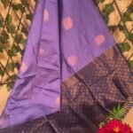 Purple Semi Soft Silk Saree with Beautiful Motifs and Contrast Border