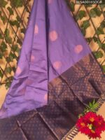 Purple Semi Soft Silk Saree with Beautiful Motifs and Contrast Border
