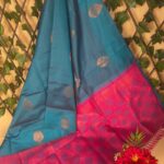 Teal and Pink Semi Soft Silk Saree with Elegant Motifs and Rich Pallu