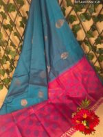 Teal and Pink Semi Soft Silk Saree with Elegant Motifs and Rich Pallu