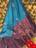 Turquoise and Purple Semi Soft Silk Saree with Rich Weaving and Beautiful Border Design