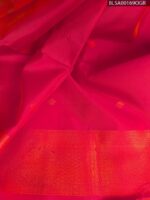 Bright Yellow and Red Semi Soft Silk Saree with Floral Border Design - Image 2