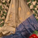 Elegant Tan and Blue Semi Soft Silk Saree with Intricate Motifs and Rich Pallu
