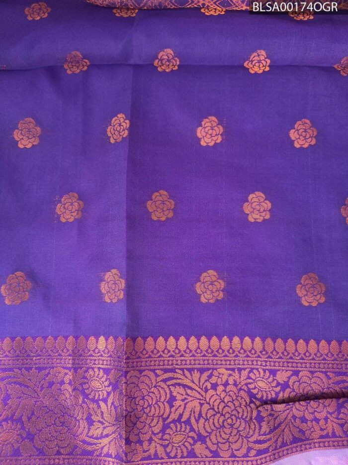Elegant Purple Semi Soft Silk Saree with Geometric Patterns and Rich Border Design - Image 2