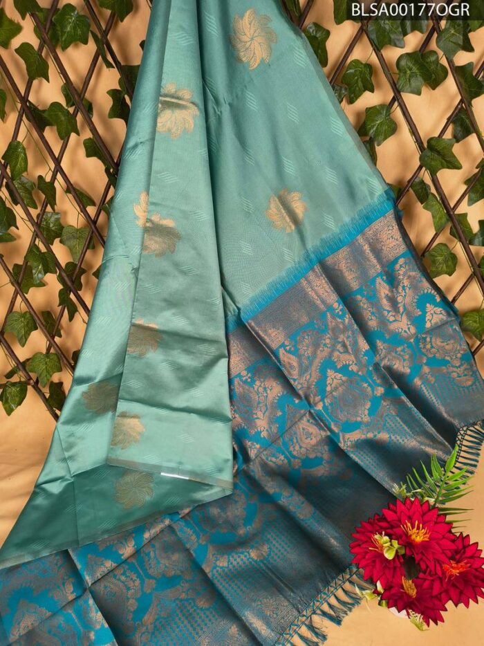 BLSA00177_MAIN_OGR-1.jpg Beautiful Aqua Blue Semi Soft Silk Saree with Intricate Gold Motifs and Rich Pallu - Image 1