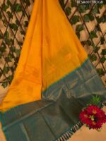 Bright Yellow and Teal Semi Soft Silk Saree with Intricate Motifs and Beautiful Pallu