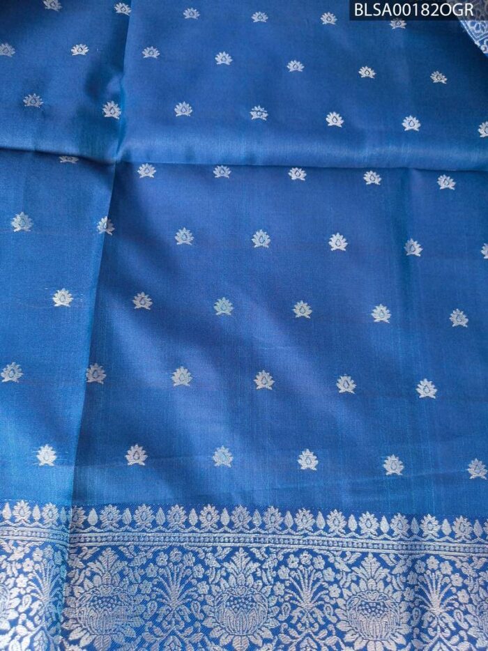 Beautiful Purple and Navy Blue Semi Soft Silk Saree with Geometric Patterns and Rich Border - Image 2