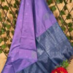 Beautiful Purple and Navy Blue Semi Soft Silk Saree with Geometric Patterns and Rich Border