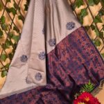 Elegant Grey and Navy Blue Semi Soft Silk Saree with Rich Floral Pallu and Border Design