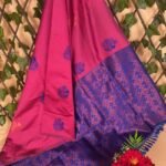 Vibrant Pink and Blue Designer Semi Soft Silk Saree