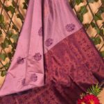 Elegant Purple and Pink Semi Soft Silk Saree with Floral Design and Rich Border