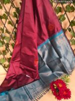 Elegant Maroon and Teal Semi Soft Silk Saree with Intricate Pallu and Border Design