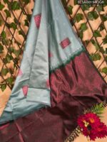 Premium Mint Green and Maroon Semi Soft Silk Saree with Intricate Motifs and Elegant Border