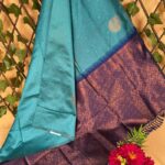 Teal Green and Maroon Semi Soft Silk Saree with Intricate Pattern and Rich Pallu Design