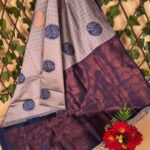 Premium Semi Soft Silk Blue and Grey Floral Pattern Saree with Rich Pallu and Border Design