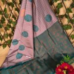Stylish Pink and Teal Semi Soft Silk Saree with Floral Motifs and Rich Pallu