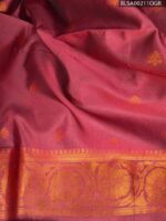 Teal and Red Semi Soft Silk Saree with Golden Motifs and Elegant Border - Image 2