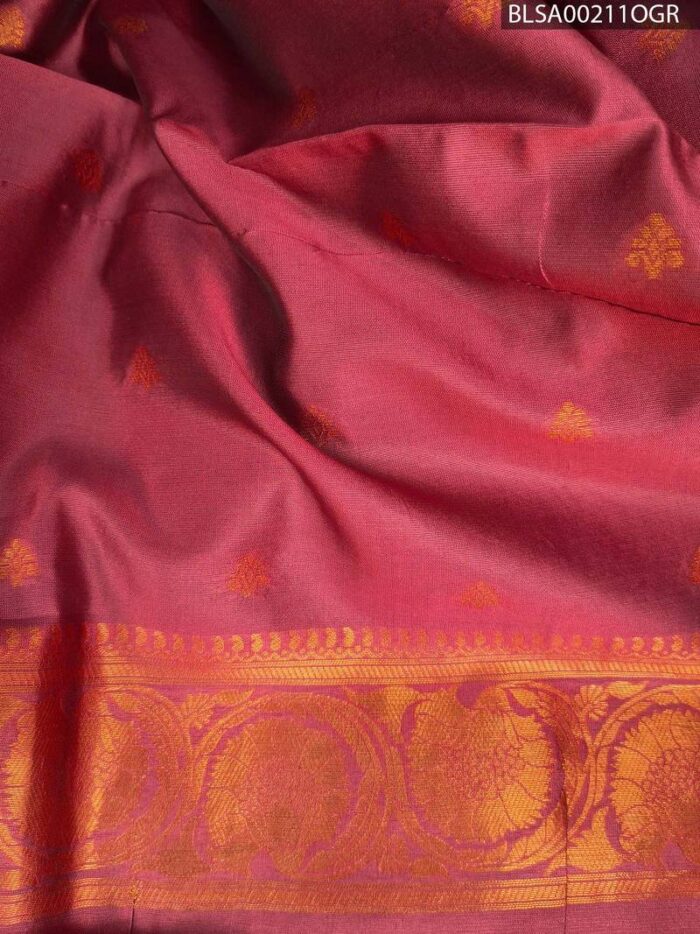 Teal and Red Semi Soft Silk Saree with Golden Motifs and Elegant Border - Image 2