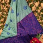 Elegant Blue and Green Semi Soft Silk Saree with Rich Pallu and Beautiful Floral Motifs