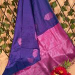 Vibrant Purple and Pink Semi Soft Silk Saree with Geometric Patterns and Rich Border