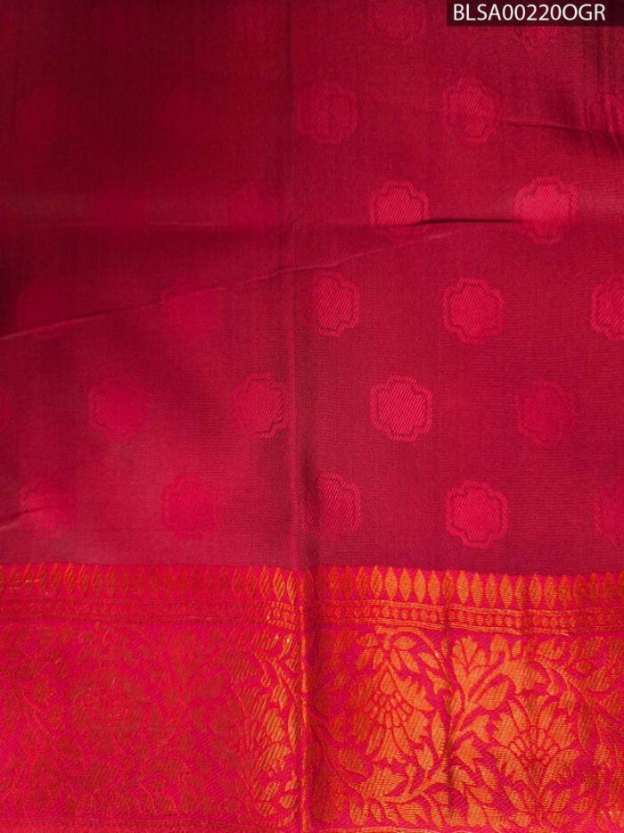Beige and Red Semi Soft Silk Saree with Floral Motifs and Rich Pallu - Image 2
