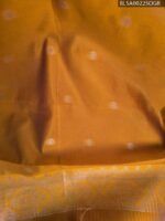 Teal and Gold Semi Soft Silk Saree with Floral Motifs and Contrast Pallu - Image 2